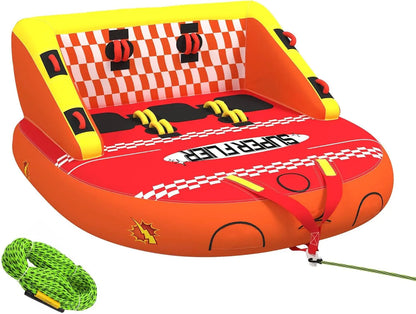 EROMMY 3-Person Towable Tubes for Boating, Front/Back Tow Points Sofa Couch Style Boat Tubes