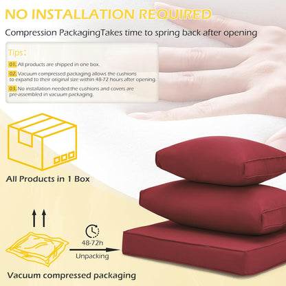 EROMMY Outdoor Replacement Cushions for  6-Seat Patio Conversation Set, Wine Red