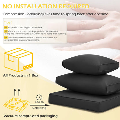 EROMMY Outdoor Replacement Cushions for  6-Seat Patio Conversation Sets, Black