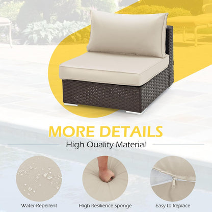 EROMMY Outdoor Replacement Cushions for  6-Seat Patio Conversation Sets, Beige