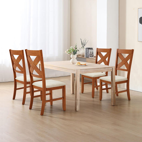 EROMMY Dining Chairs Set of 8, Modern Farmhouse Upholstered Dining Room Chair, Natural Oak