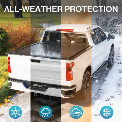 EROMMY Retractable Truck Bed Tonneau Cover for 2015-2026 Chevy Silverado/GMC Sierra 1500 (5'8" /69" Bed) Retractable Hard Truck Bed Cover with Key Lock & LED Light, Aluminum Matte Black