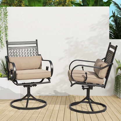 EROMMY Patio Swivel Chair Set of 6, Outdoor Dining Chairs with Cushions for Porch, Deck, and Garden, Khaki