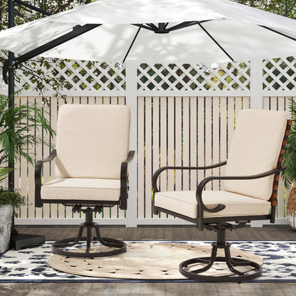 EROMMY Swivel Patio Chairs Set of 4 with Thickened Cushions, Beige