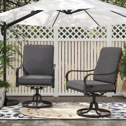 EROMMY Swivel Patio Chairs Set of 4 with Thickened Cushions, Gray