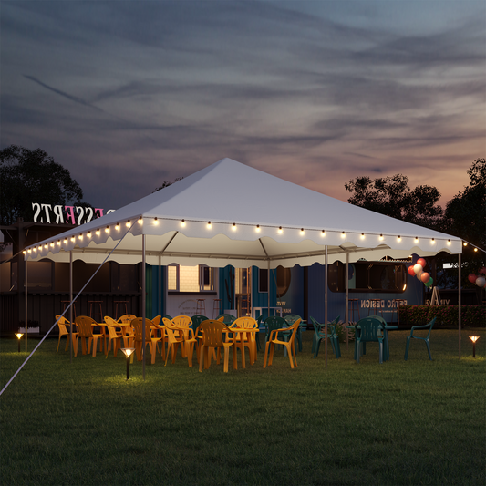 EROMMY 20x20ft Pole Party Tent, Heavy Duty Outdoor Canopy with Carry Bags, Large White Event Tent