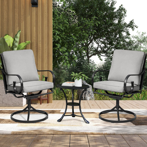 EROMMY  Patio Swivel Chair Set of 4, Outdoor Dining Chairs with Cushions, Gray