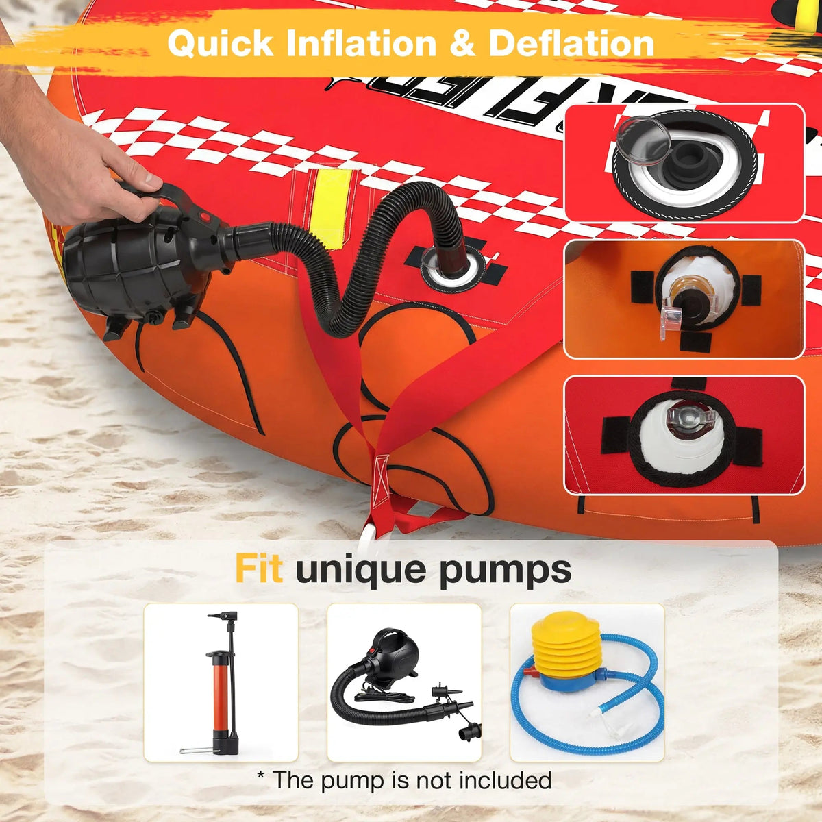 EROMMY 3-Person Towable Tubes for Boating, Front/Back Tow Points Sofa Couch Style Boat Tubes