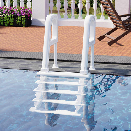 EROMMY Pool Ladder, 5-Step Pool Stairs with Double Handrails and Non-Slip Steps for 47“-54” Above Ground and In-Ground Pools, White
