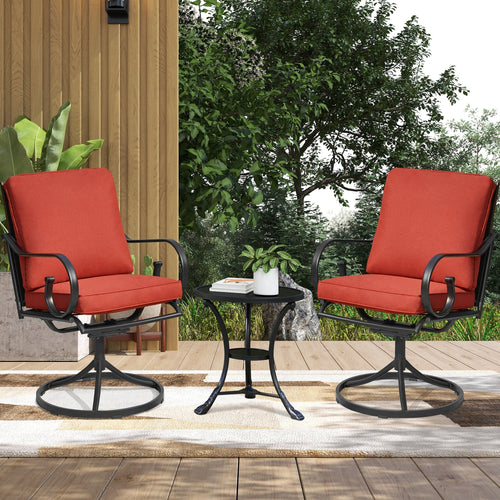 EROMMY  Patio Swivel Chair Set of 4, Outdoor Dining Chairs with Cushions, Red