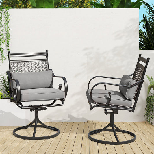 EROMMY Patio Swivel Chair Set of 6, Outdoor Dining Chairs with Cushions for Porch, Deck, and Garden, Gray
