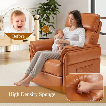 EROMMY Power Swivel Rocking Recliner Chair with Adjustable Headrest and Armrests, Brown