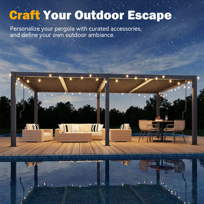 EROMMY Pergola Louvered 12x20, Aluminum Hardtop Pergola with Adjustable Roof for Sun & Rain Shade, Outdoor Gazebo with Integrated Drainage System, Modern Rustproof Patio Canopy Carport