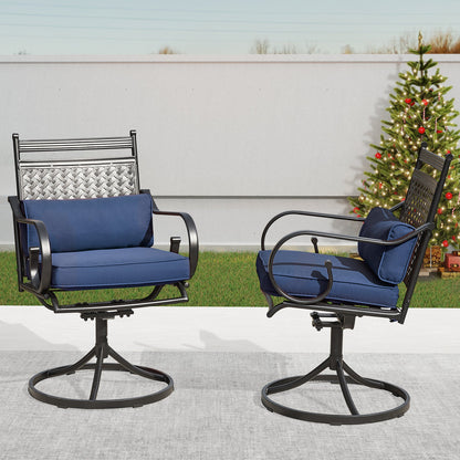 EROMMY Patio Swivel Chair Set of 6, Outdoor Dining Chairs with Cushions for Porch, Deck, and Garden, Blue