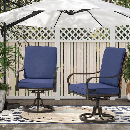 EROMMY Swivel Patio Chairs Set of 4 with Thickened Cushions, Blue