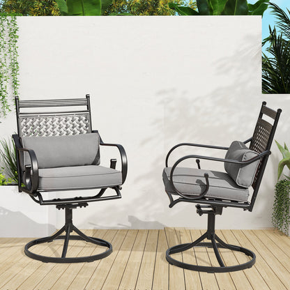 EROMMY Patio Swivel Chair Set of 4, Outdoor Dining Chairs with Cushions for Porch, Deck, and Garden, Gray