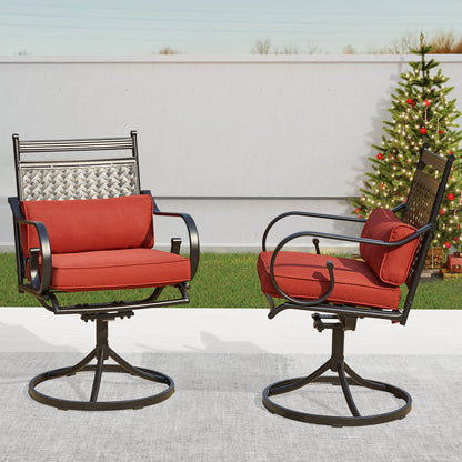 EROMMY Patio Swivel Chair Set of 6, Outdoor Dining Chairs with Cushions for Porch, Deck, and Garden, Red