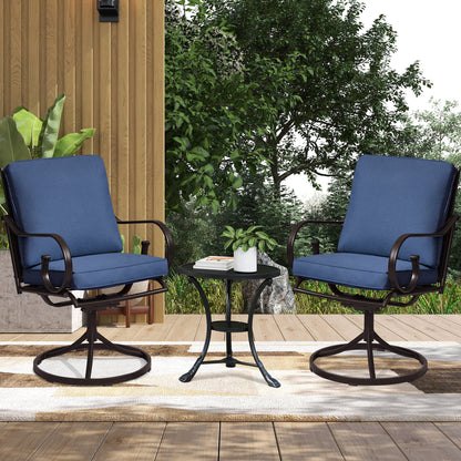 Erommy  Patio Swivel Chair Set of 4, Outdoor Dining Chairs with Cushions, Blue