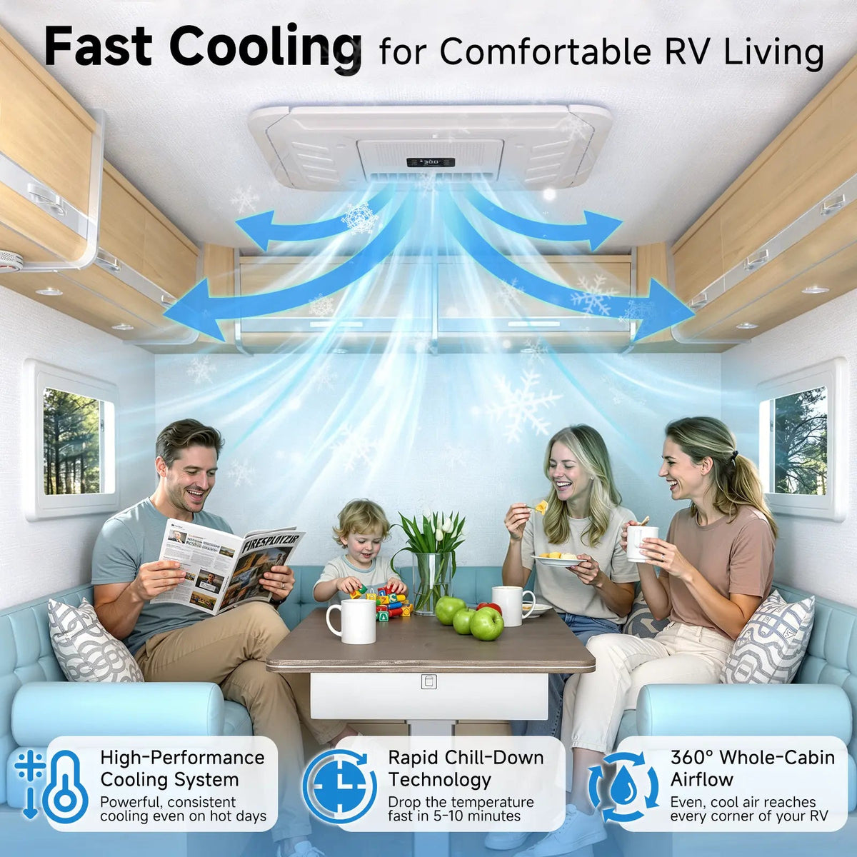 EROMMY RV Air Conditioner, 10000 BTU RV AC Unit with Auto Swing Airflow & Low-Profile Design, Low Power Consumption, Ultra Quiet, Non-Ducted RV Air Conditioners for RVs, Trucks, and Campers