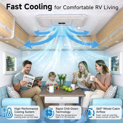 EROMMY RV Air Conditioner, 10000 BTU RV AC Unit with Auto Swing Airflow & Low-Profile Design, Low Power Consumption, Ultra Quiet, Non-Ducted RV Air Conditioners for RVs, Trucks, and Campers