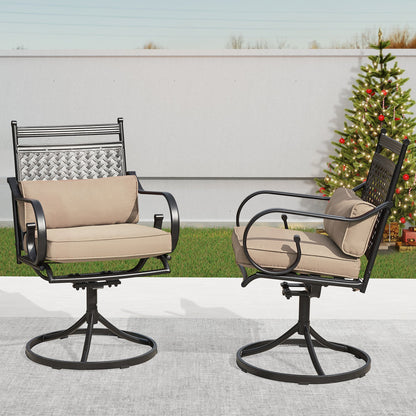 EROMMY Patio Swivel Chair Set of 6, Outdoor Dining Chairs with Cushions for Porch, Deck, and Garden, Khaki