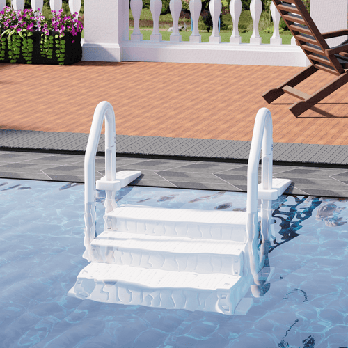 EROMMY Pool Ladder, 3-Step Pool Stairs with Double Handrails and Non-Slip Steps for 36-50” Above Ground and In-Ground Pools, White