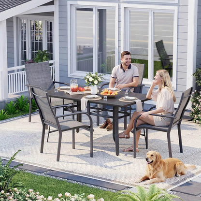 EROMMY Patio Chairs Set of 4, 330 LBS Capacity, 17.83" Widened Outdoor Dining Chairs with All Weather Quick-Drying Textilene & Metal Frame, Gray