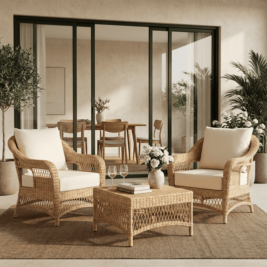 EROMMY Patio Furniture Cushions with Handle and Ties, Waterproof, Fade-resistant Outdoor Couch Cushion, Chair Pads for Dining Chairs, Beige