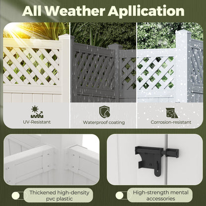 EROMMY 80.75"H x 45.75"W x 45.75"L White PVC Outdoor Shower Enclosure with Door, Weatherproof Privacy Stall for Pool & Beach, Durable Vinyl Construction(Grid-panel)