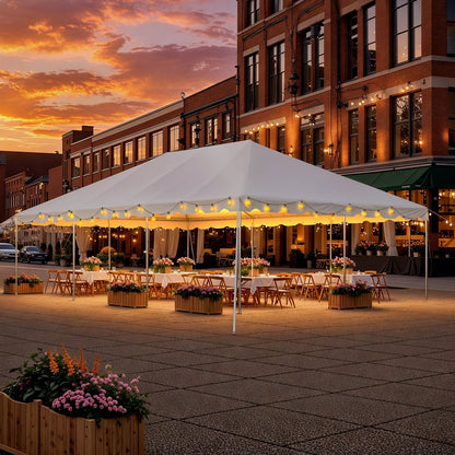 EROMMY 20x30 FT Outdoor Party Tent with expandable sidewall (sold separately), Heavy Duty Weekend Canopy with Carry Bags, 480GSM PVC Large Tent for Commercial Events, Parties, Weddings, White
