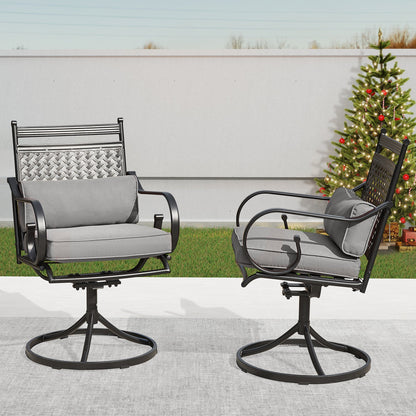 EROMMY Patio Swivel Chair Set of 4, Outdoor Dining Chairs with Cushions for Porch, Deck, and Garden, Gray