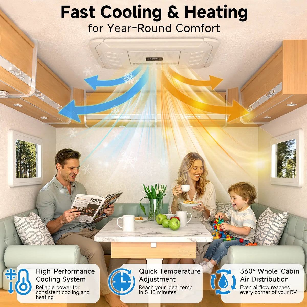 EROMMY RV Air Conditioner with Heat Pump, 10000 BTU RV AC Unit with Auto Swing Airflow, Low Power Consumption, Ultra Quiet, Non-Ducted RV Air Conditioners for RVs, Trucks, and Campers