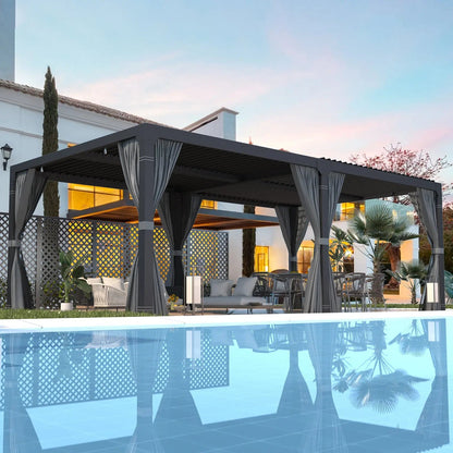 EROMMY 12x24 Adjustable Louvered Pergola with Waterproof Roof, Dark Grey