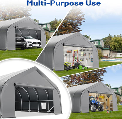 EROMMY 20x30 FT Heavy Duty Durable Carport With 3-Layer PE Waterproof Cover