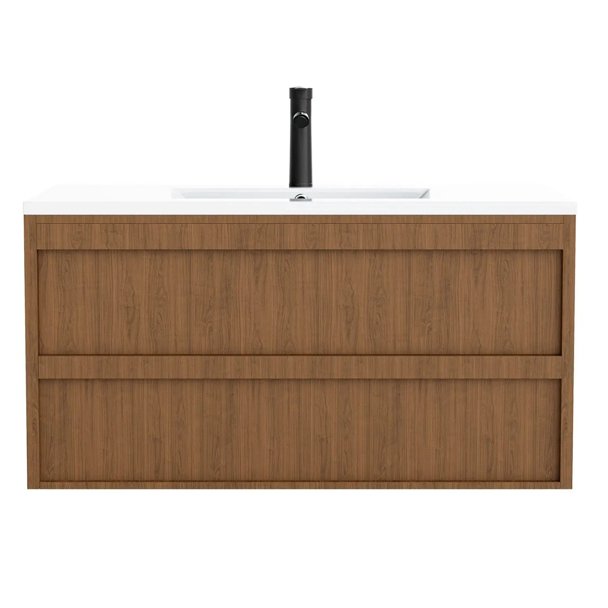 EROMMY 36 Inch Bathroom Vanity with Sink, Floating Bathroom Vanity with 2 Large Storage Drawers, Wood Grain Wall Mounted Bathroom Cabinet, Walnut