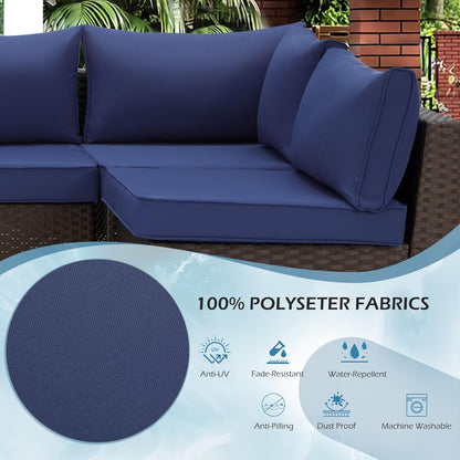 EROMMY Outdoor Replacement Cushions for  6-Seat Patio Conversation Sets, Dark Blue