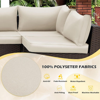 EROMMY Outdoor Replacement Cushions for  6-Seat Patio Conversation Sets, Beige