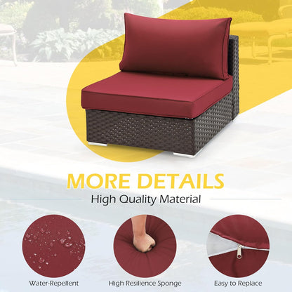 EROMMY Outdoor Replacement Cushions for  6-Seat Patio Conversation Set, Wine Red