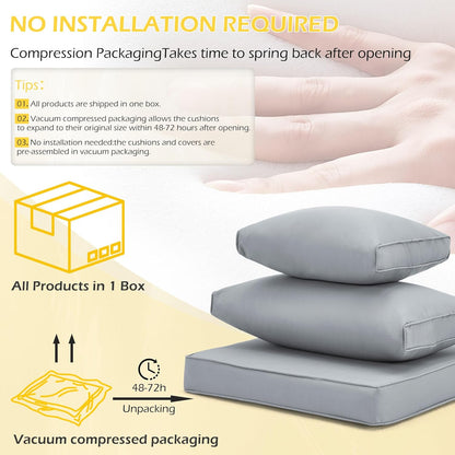 EROMMY Outdoor Replacement Cushions for  6-Seat Patio Conversation Sets, Light Gray