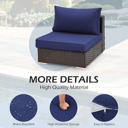 EROMMY Outdoor Replacement Cushions for  6-Seat Patio Conversation Sets, Dark Blue