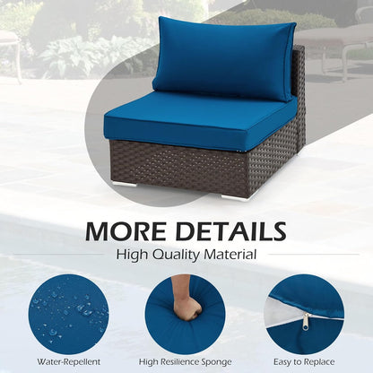 EROMMY Patio Replacement Cushions for  6-Seat Patio Conversation Sets, Blue