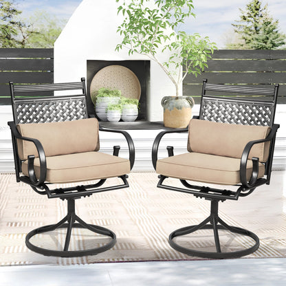 EROMMY Patio Swivel Chair Set of 6, Outdoor Dining Chairs with Cushions for Porch, Deck, and Garden, Khaki