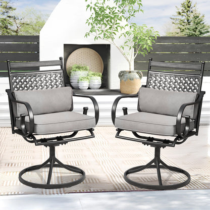 EROMMY Patio Swivel Chair Set of 4, Outdoor Dining Chairs with Cushions for Porch, Deck, and Garden, Gray