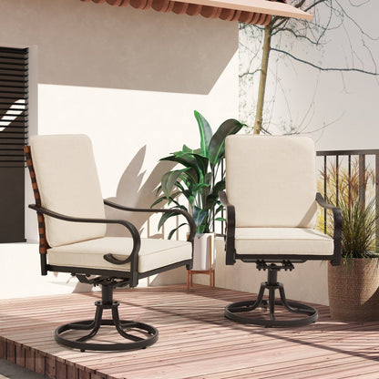 EROMMY Swivel Patio Chairs Set of 4 with Thickened Cushions, Beige