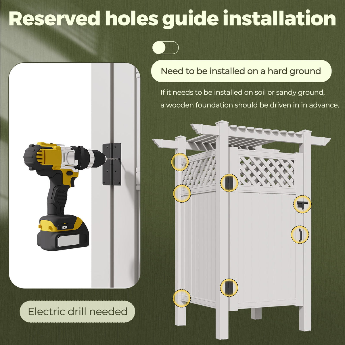 EROMMY 88.5"H x 57.5"W x 47.75"L White PVC Outdoor Shower Enclosure with Door, Weatherproof Privacy Stall for Pool & Beach, Durable Vinyl Construction（Grid-panel with roof）