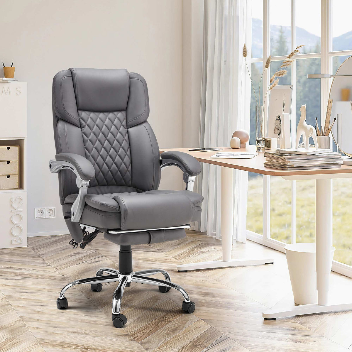 EROMMY Executive Office Chair, Ergonomic Big and Tall Massage & Heated Desk Chair (2 Pack, Gray)
