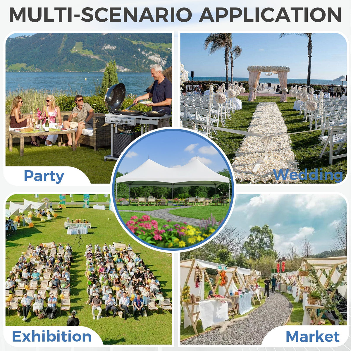 EROMMY 20x40FT Heavy Duty High Peak Party Tent, Outdoor Canopy with PVC Top, Event & Wedding Shelter for 130 People, Commercial Gazebo Carport, White