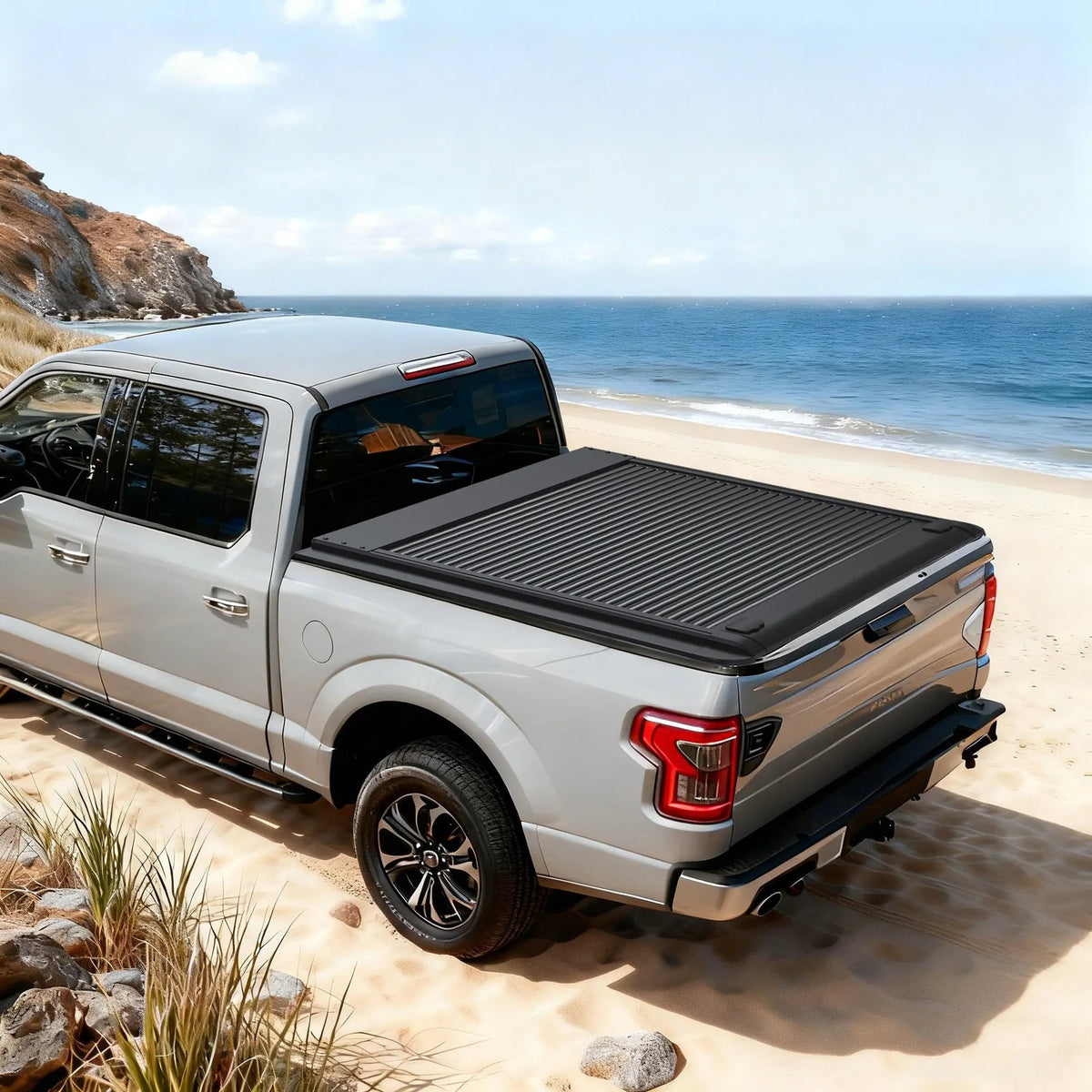EROMMY Retractable Hard Truck Bed Tonneau Cover for 2016-2026 Toyota Tacoma 5 Ft(60'') with Double Key Lock & LED Light,Aluminum Matte Black