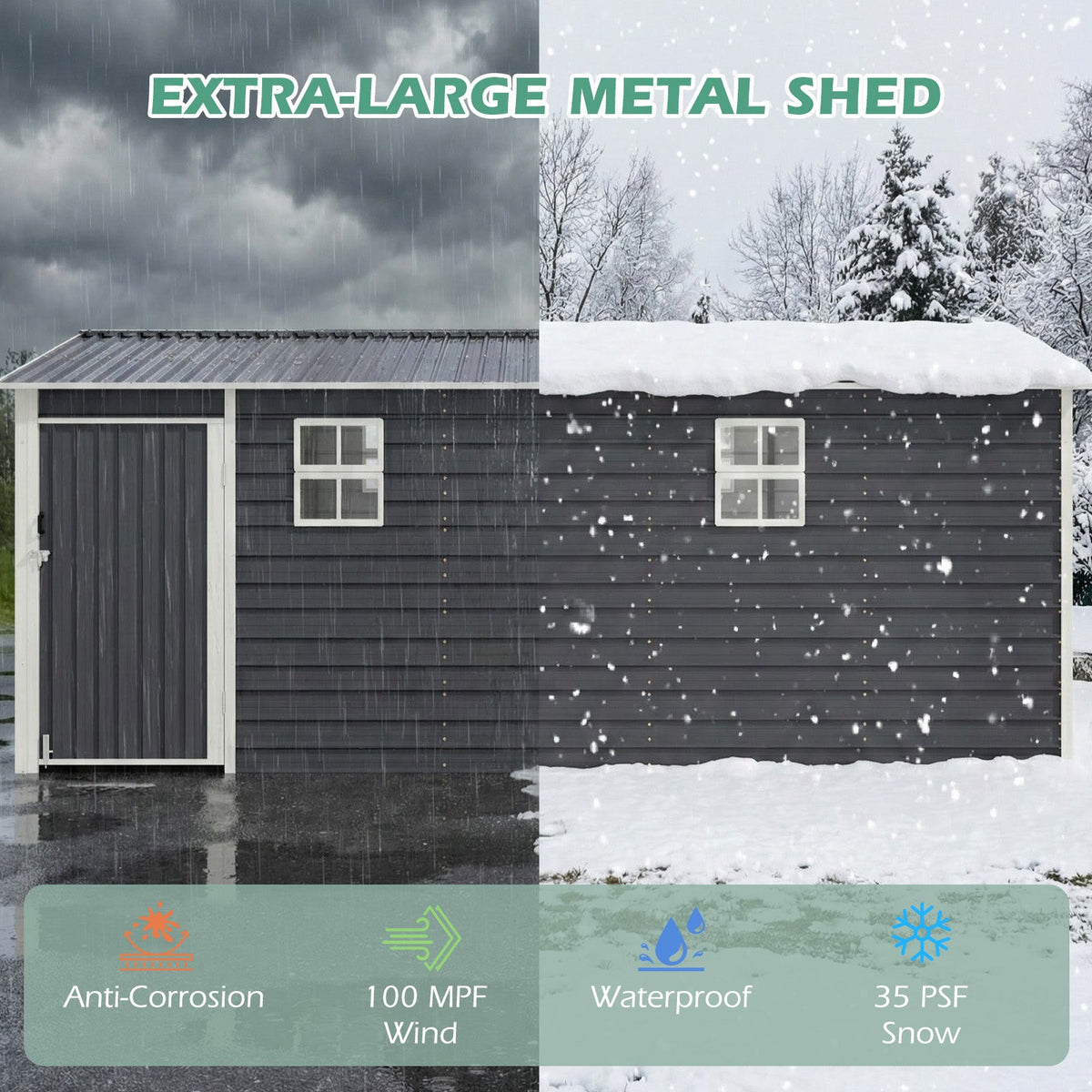 EROMMY 20x20 FT Heavy Duty Carport - Galvanized Steel Frame Car Shelter with Reinforced Base, Enclosed Storage Shed for Cars & Trucks, Grey
