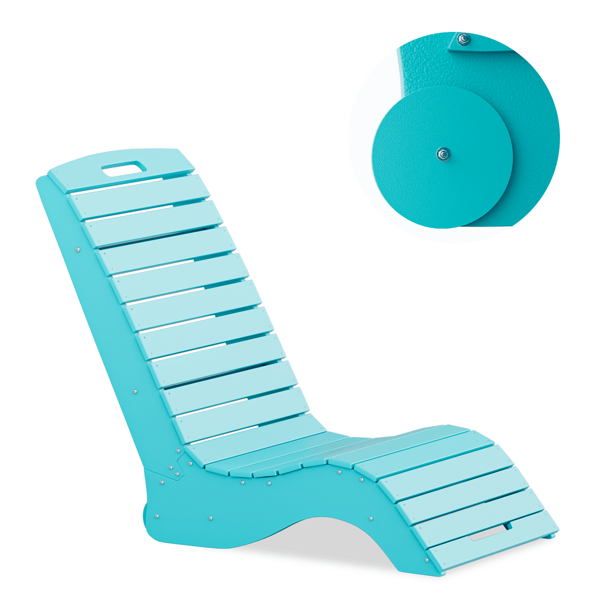 EROMMY Pool Lounge Chairs, HDPE S-Shaped Design with Wheels, Blue